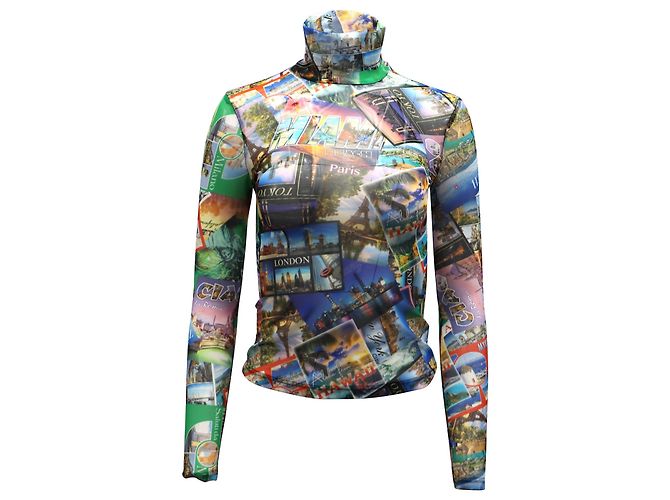 Balenciaga Postcard Rollkragenpullover aus mehrfarbigem Polyamid Python drucken