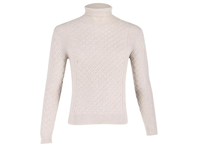 Apc a.P.C. Turtleneck Textured Sweater in Beige Wool  ref.887237