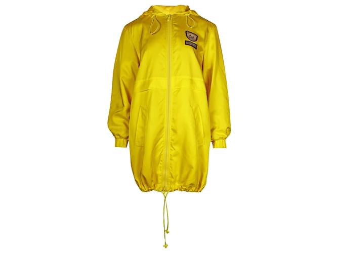 Moschino Couture Casaco Urso de Pelúcia em Poliamida Amarela Amarelo Nylon  ref.887245