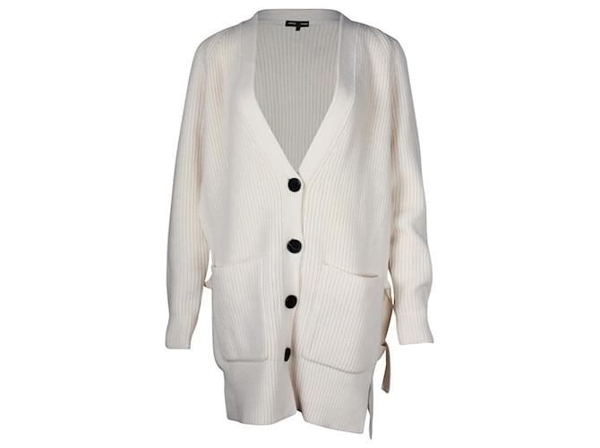 Proenza Schouler Cardigan in maglia a costine con scollo a V in lana color crema Bianco Crudo  ref.887247