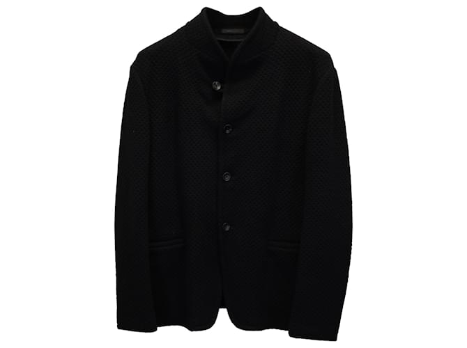 Giorgio Armani Armani Collezioni Mandarin Collar Regular Fit Sport Coat in Black Polyester  ref.887271