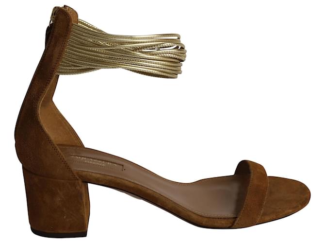 Aquazzura Spin Me Around City Sandal in Brown Suede  ref.887278