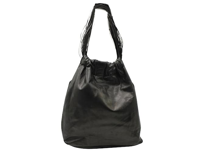 Jil Sander Braided Strap Shoulder Bag in Black Leather  ref.887282