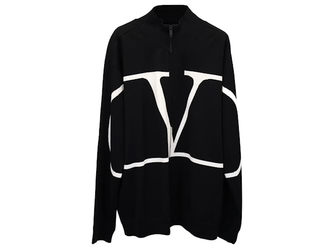 Valentino Garavani Valentino Garvani Logo-Print Zip-Up Jacket in Black Polyamide Nylon  ref.887285