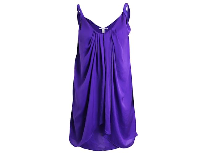 Diane Von Furstenberg Gathered Sleeveless Dress in Purple Polyester  ref.887291