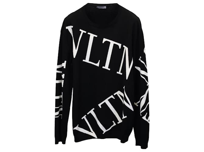 Valentino Garavani Valentino Slim-Fit Intarsia Sweater in Black Wool Viscose Cellulose fibre  ref.887298