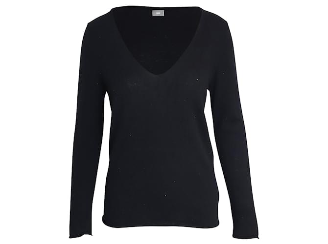 Zadig & Voltaire Star Patch V-Neck Sweater in Black Wool  ref.887302