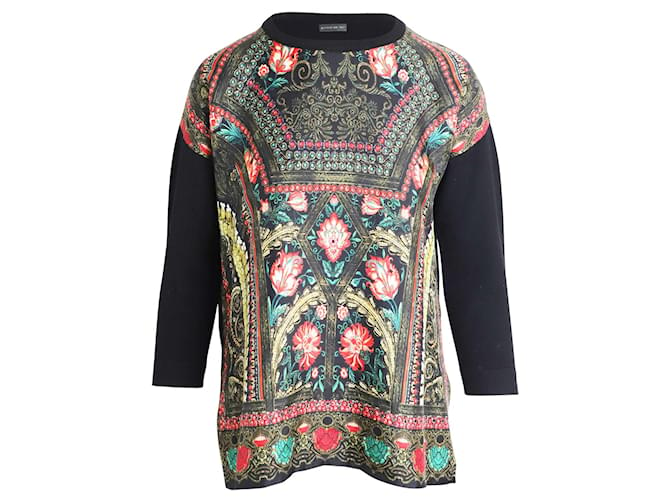 Etro Floral Printed Sweater in Black Wool  ref.887304