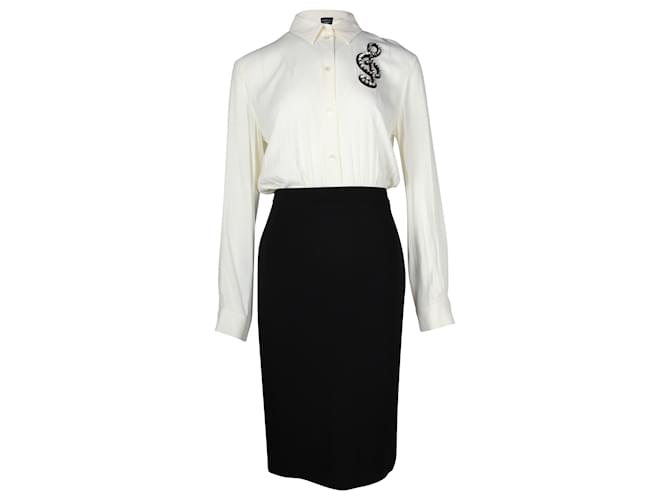Boutique Moschino Music Midi Dress in White Triacetate Black Synthetic  ref.887313