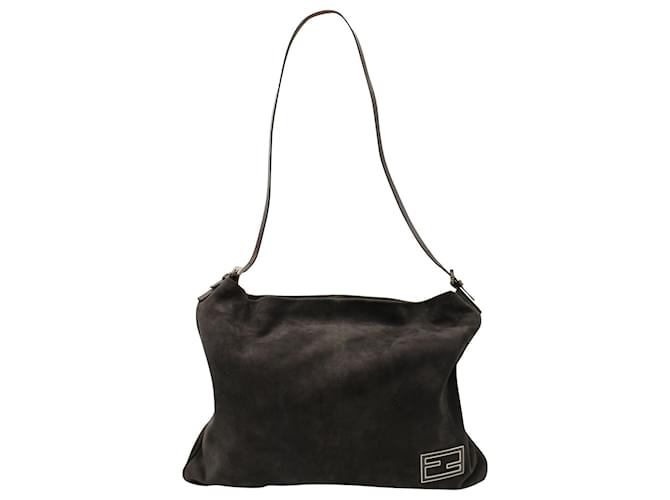 Fendi Logo Shoulder Bag in Brown Suede  ref.887317