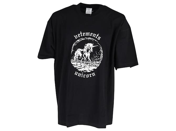 Vêtements Vetements gefüttertes Einhorn-T-Shirt aus schwarzer Baumwolle  ref.887329