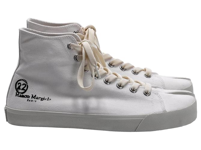 Maison Martin Margiela Maison Margiela Sneakers Tabi Vandal High en Toile Blanche  ref.887337