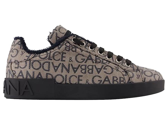 Sneakers Bassa - Dolce & Gabbana - Marrone/Blu - Jacquard Multicolore Tela  ref.887369