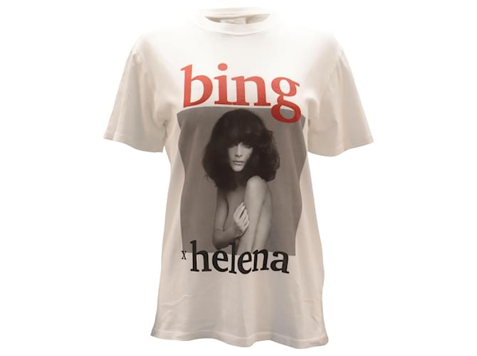 Anine Bing x Helena Christensen T-Shirt in White Cotton  ref.887372