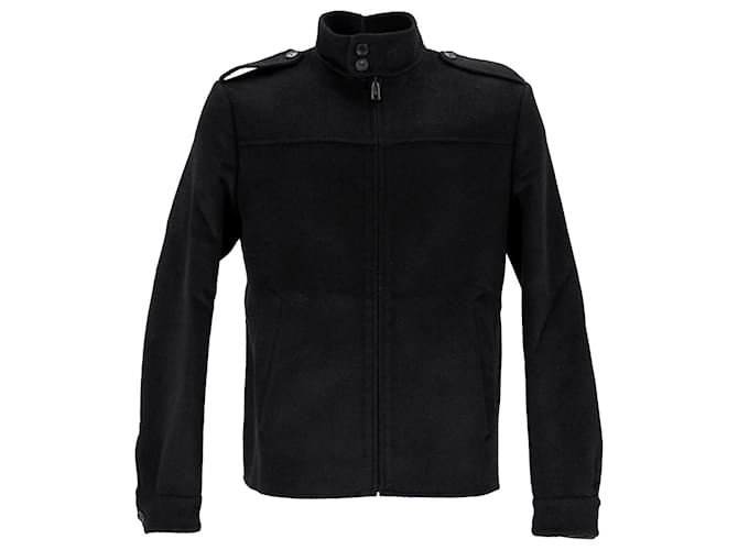 Prada Zip Up Jacket in Black Cashmere  Wool  ref.887394