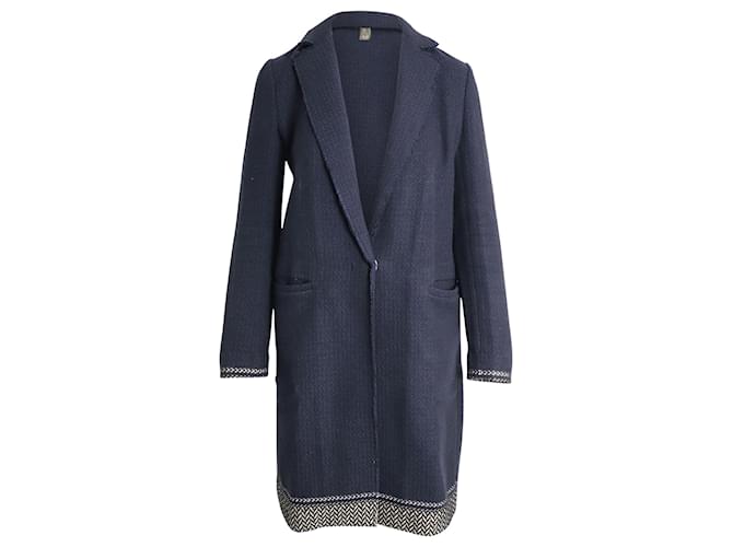Pinko Single-Breasted Coat in Navy Blue Cotton  ref.887404