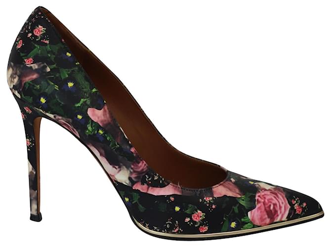 Givenchy Floral Print Pumps in Black Nappa Leather  ref.887419