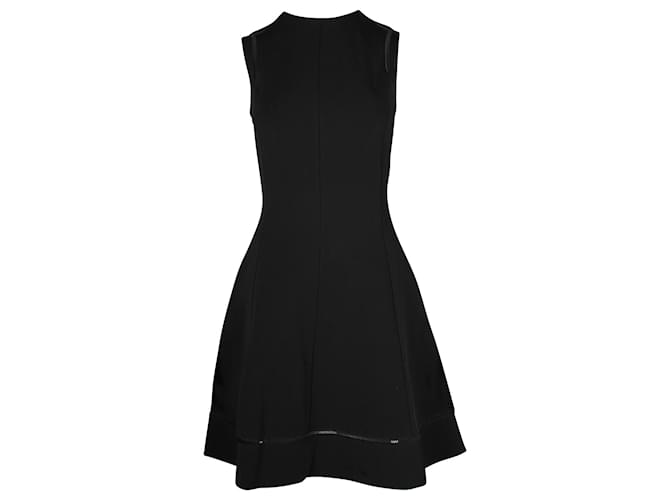 Mini abito Victoria Beckham senza maniche con pannello trasparente in viscosa nera Nero Fibra di cellulosa  ref.887426