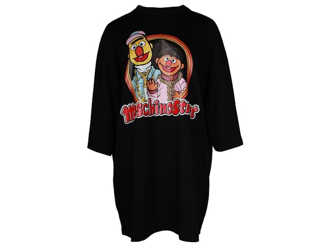 Moschino Sesame Street Elmo & Bert Tee Dress in Black Cotton  ref.887444