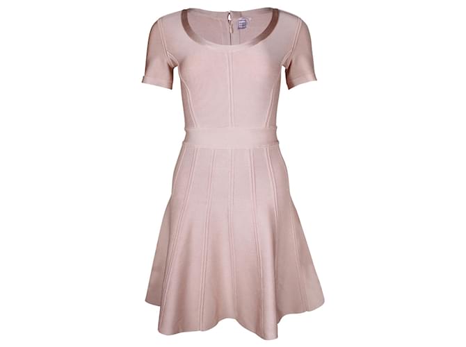 Herve Leger Trish A-Line Mini Dress in Pastel Pink Rayon Cellulose fibre  ref.887453