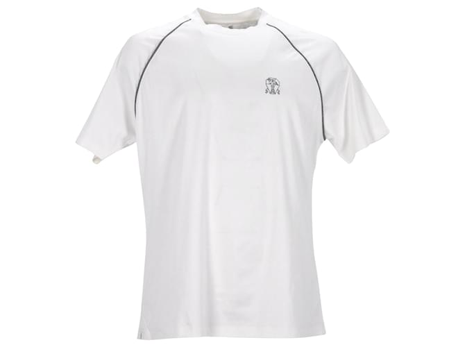 Camiseta Brunello Cucinelli Logo en Algodón Blanco  ref.887463