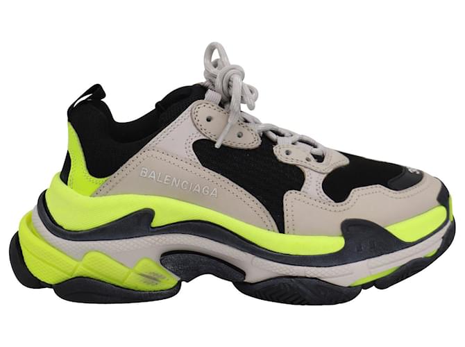 City Balenciaga Triple S Sneakers in Black and Yellow Polyurethane