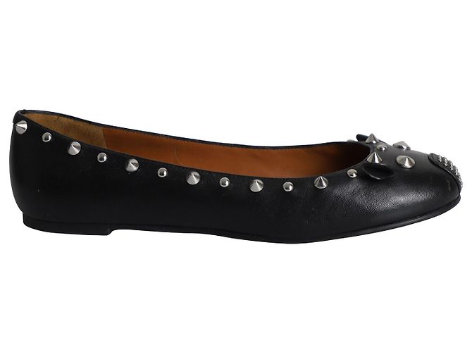 Marc by Marc Jacobs Love Studded Mouse Ballet Pumps in Black Leather