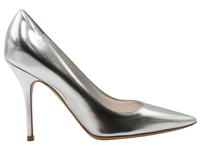 Dior Cherie Pointed-Toe Pumps in Silver Leather