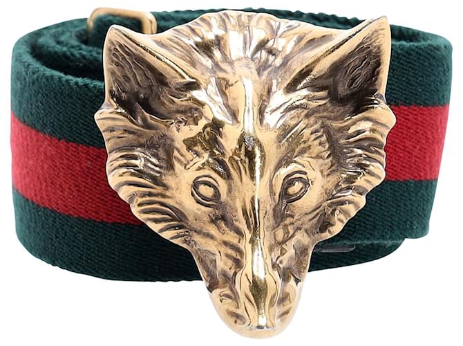 Gucci Ceinture Loup en Toile Verte ref.887512 Joli Closet