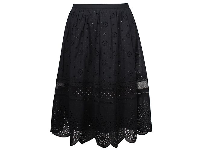 Marc by Marc Jacobs Saia midi de renda perfurada em algodão preto