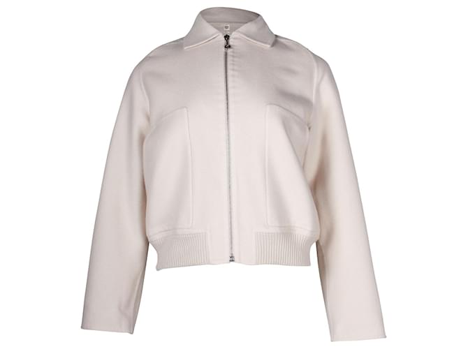 Hermès Hermes Double Sided Bomber Jacket in Cream Cashmere White Wool  ref.887530