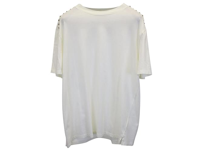 Valentino Garavani T-shirt à épaules Rockstud en coton blanc  ref.887551