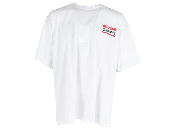 Vêtements Vetements 'My name is' T-shirt in White Cotton  ref.887557
