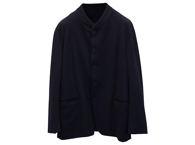 Giacca da abito Giorgio Armani in cotone blu navy