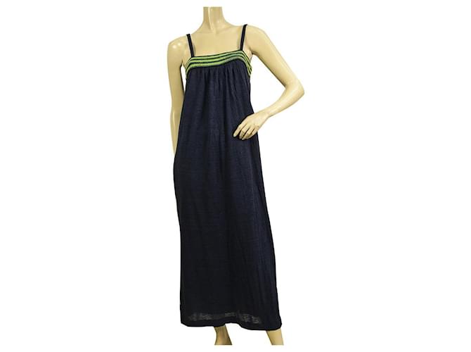 Vestido largo verano tirantes finos lino azul M Missoni talla M  ref.887599
