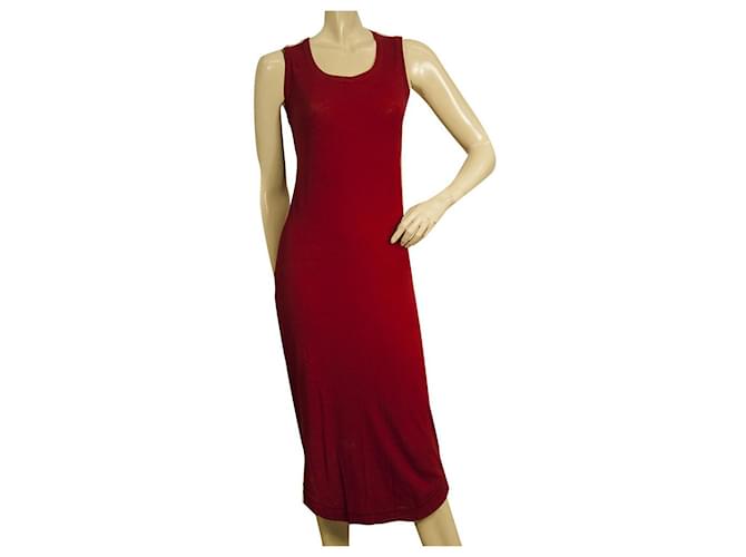 Rundholz Red Bodycon Midi Calf Length Sleeveless Summer Tank Dress Cotton  ref.887612
