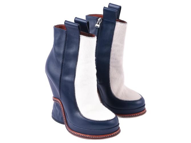 FENDI  Boots EU 37 Leather Navy blue