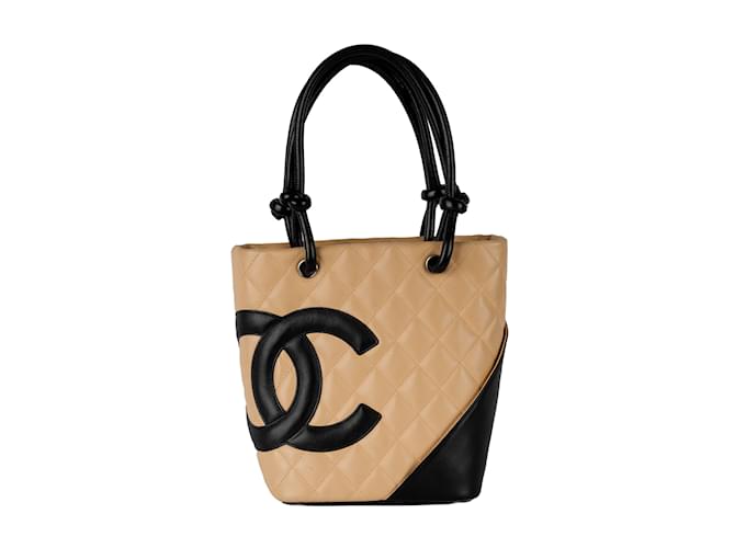 Chanel Quilted Mini Cambon Tote Bag Beige Leather  ref.887740