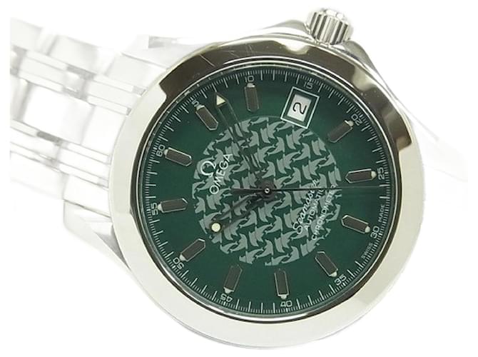 OMEGA SEA MASTER120 Jacques Mayol1998 green Dial Genuine goods 2506-70 Mens Silvery Steel  ref.887793