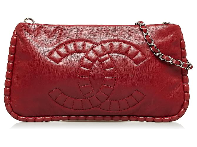 Chanel Red Paris-Shanghai On the Bund Pochette Leather Pony-style calfskin  ref.887822