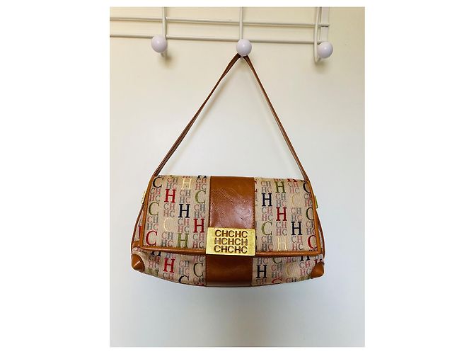Bolsa de mão Carolina Herrera em couro marrom