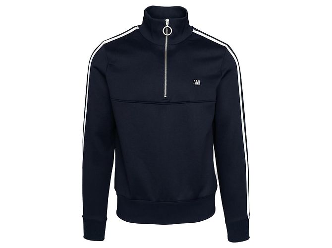 Ami Paris Haut de Survêtement Quarter Zip Fly Bleu Marine