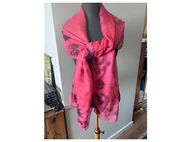 Pañuelo Chanel Chala de gasa de algodón rosa