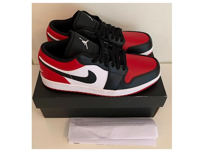 Nike Air Jordan 1 Low 'Bred Toe' Black White Leather  ref.888224