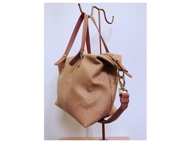 Autre Marque Borbonese bag with handles and shoulder strap Pink Leather  ref.888231