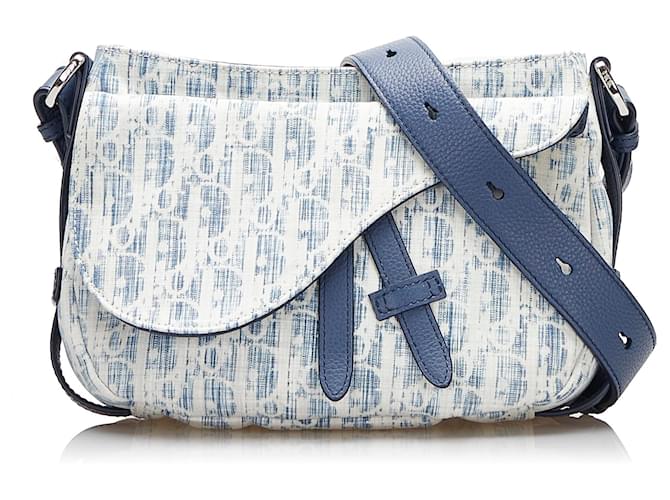Dior Blue Oblique Kasuri Saddle Soft Bag Azul Lona Pano  ref.888245