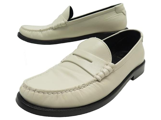 SAINT LAURENT SHOES LOAFERS THE LOAFER 39 670232 ECRU LEATHER SHOES Cream  ref.888277