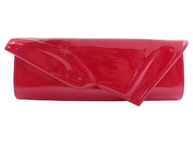NEW CHRISTIAN LOUBOUTIN SO KATE BAGUETTE CLUTCH BAG 3165033 Red leather Patent leather  ref.888294