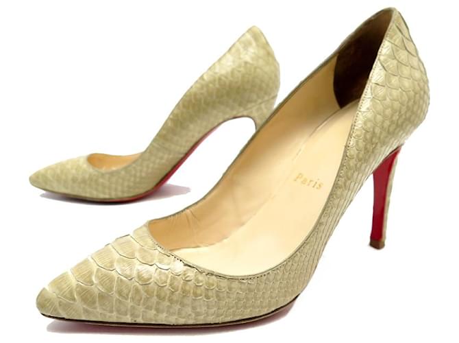 CHRISTIAN LOUBOUTIN SHOES PIGALLE PUMPS 85 36 LEATHER PYTHON SHOES Beige Exotic leather  ref.888295