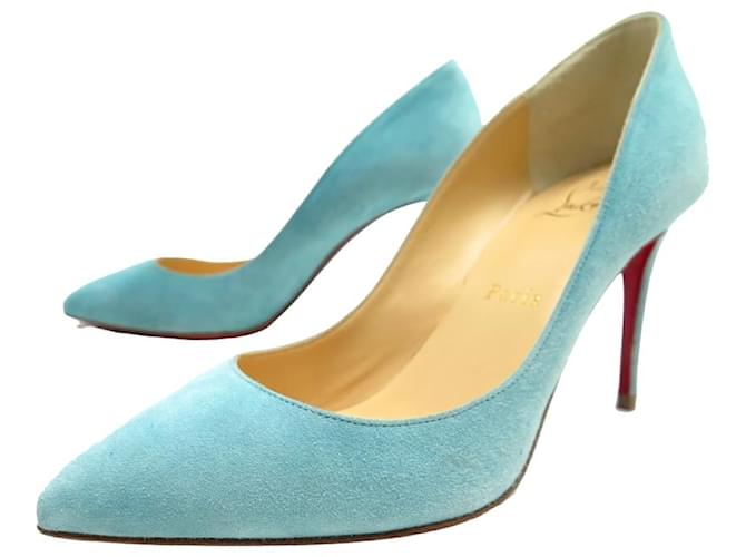 NEUF CHAUSSURES CHRISTIAN LOUBOUTIN ESCARPINS PIGALLE FOLLIES 36 DAIM SHOES Suede Turquoise  ref.888298